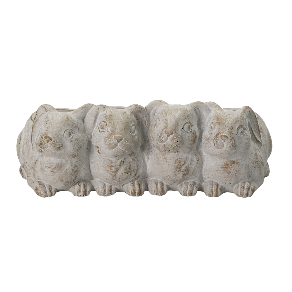 Clayre&Eef Bloempot Konijn 33x19x11 cm Grijs Steen