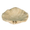 Clayre & Eef Bac à nourriture pour oiseaux Feuille 22x22x6 cm Beige Pierre Ovale