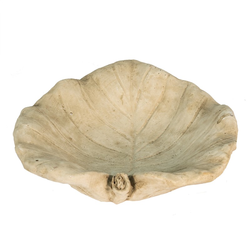 Clayre & Eef Bac à nourriture pour oiseaux Feuille 22x22x6 cm Beige Pierre Ovale