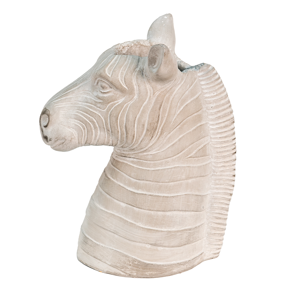 Clayre&Eef Bloempot Zebra 21x13x26 cm Grijs Steen afbeelding