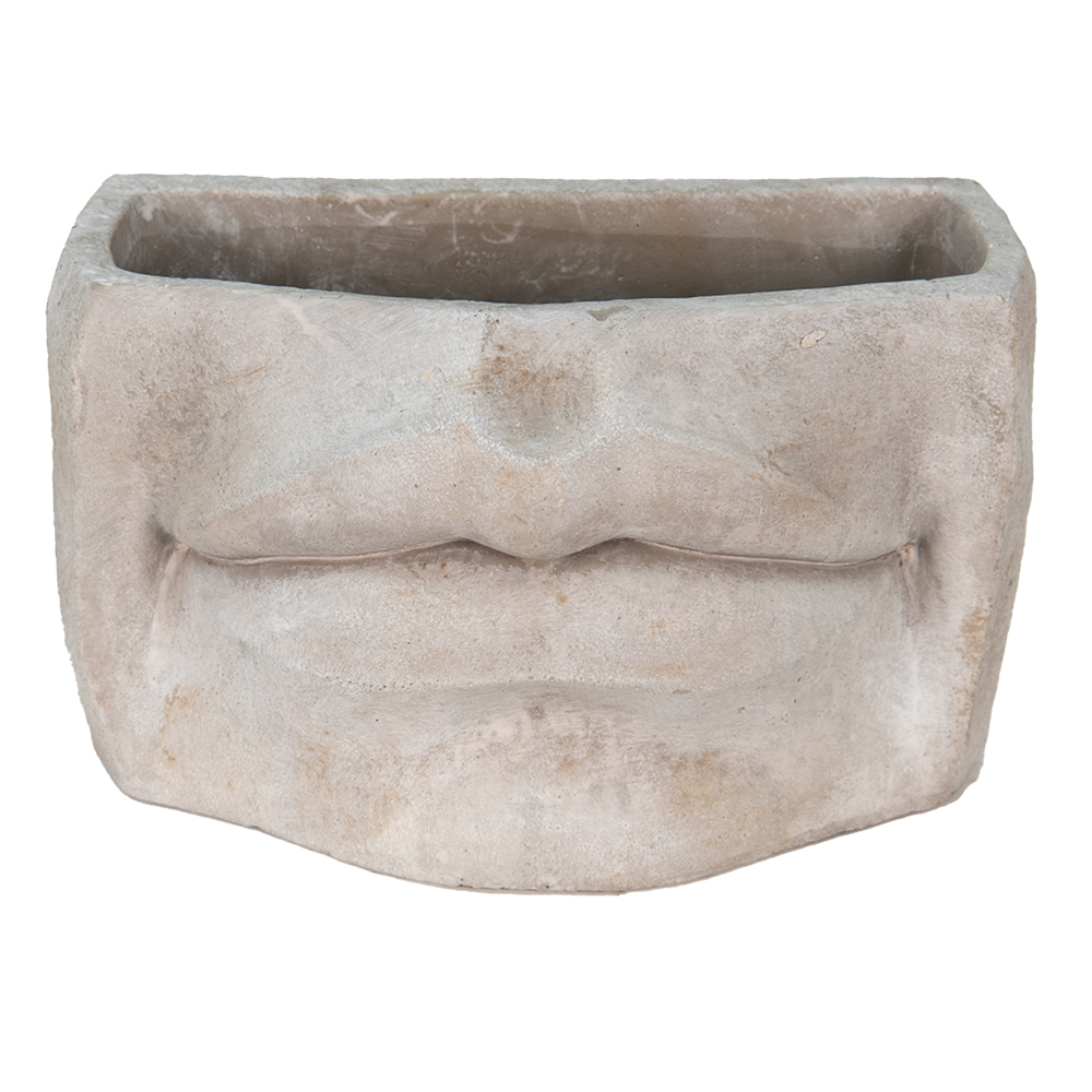 Clayre&Eef Bloempot Mond 26x16x16 cm Grijs Steen afbeelding