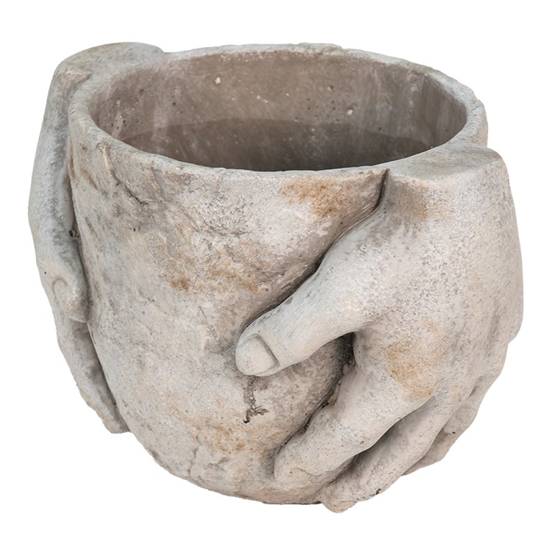 Clayre & Eef Pot de fleurs 21x16x15 cm Gris Pierre Mains