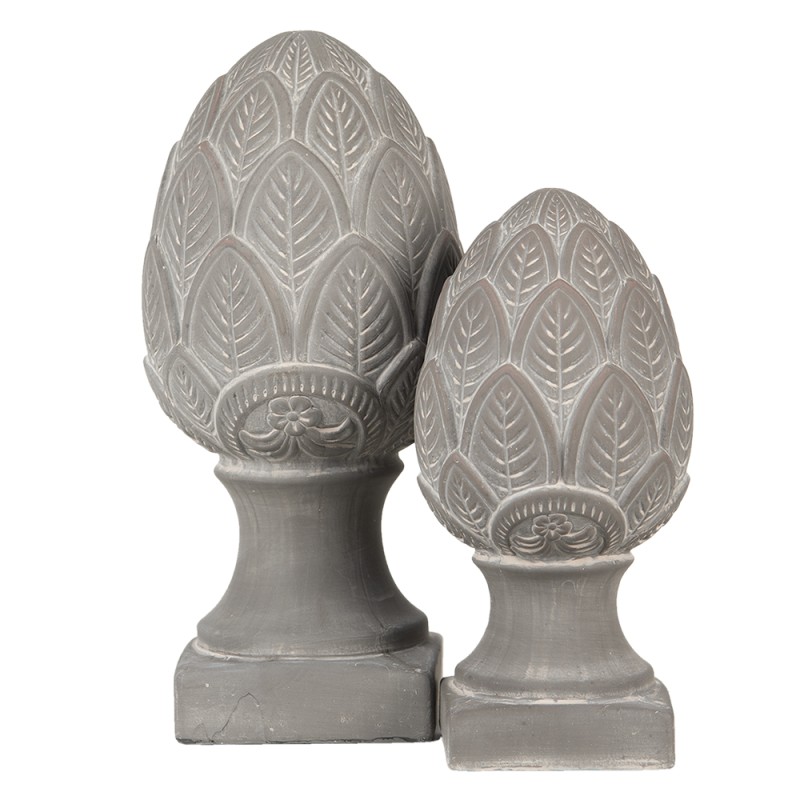 Clayre & Eef Figurine Pinecone Ø 16x33 cm Grey Stone