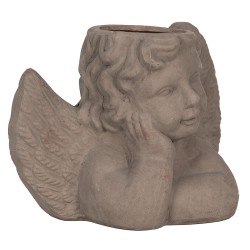 Clayre & Eef Pot de fleurs d'intérieur Ange 23x13x17 cm Gris Pierre