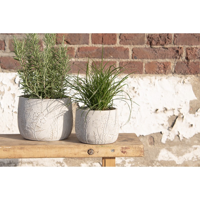 Clayre & Eef Planter Ø 14x11 cm Beige Stone Round