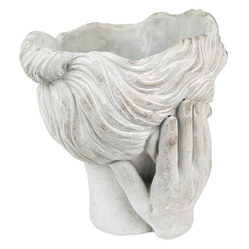 Clayre & Eef Planter Head Ø 15x25 cm Grey Stone