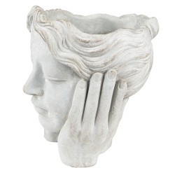 Clayre & Eef Blumentopf Kopf Ø 11x20 cm Grau Stein