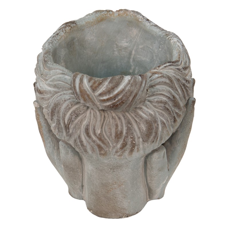 Clayre & Eef Fioriera Testa 14x16x17 cm Grigio Pietra Mani