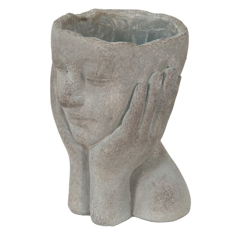 Clayre & Eef Planter Head 16x16x22 cm Grey Stone Hands