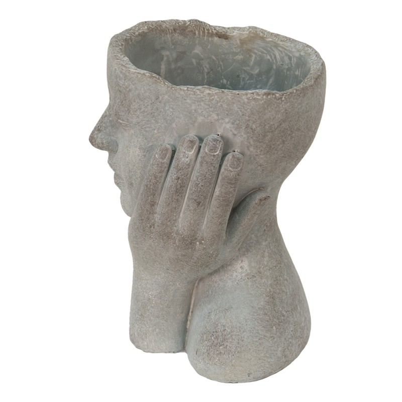 Clayre & Eef Planter Head 16x16x22 cm Grey Stone Hands