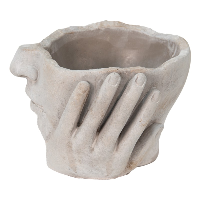 Clayre & Eef Blumentopf Kopf Ø 15x13 cm Beige Stein