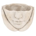 Clayre & Eef Bloempot Hoofd Ø 11x11 cm Beige Steen