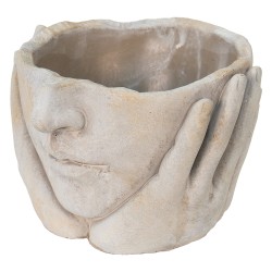 Clayre & Eef Pot de fleurs Tête Ø 11x11 cm Beige Pierre