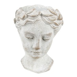 Clayre & Eef Blumentopf Kopf 11x17 cm Grau Stein