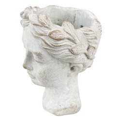 Clayre & Eef Blumentopf Kopf 11x17 cm Grau Stein