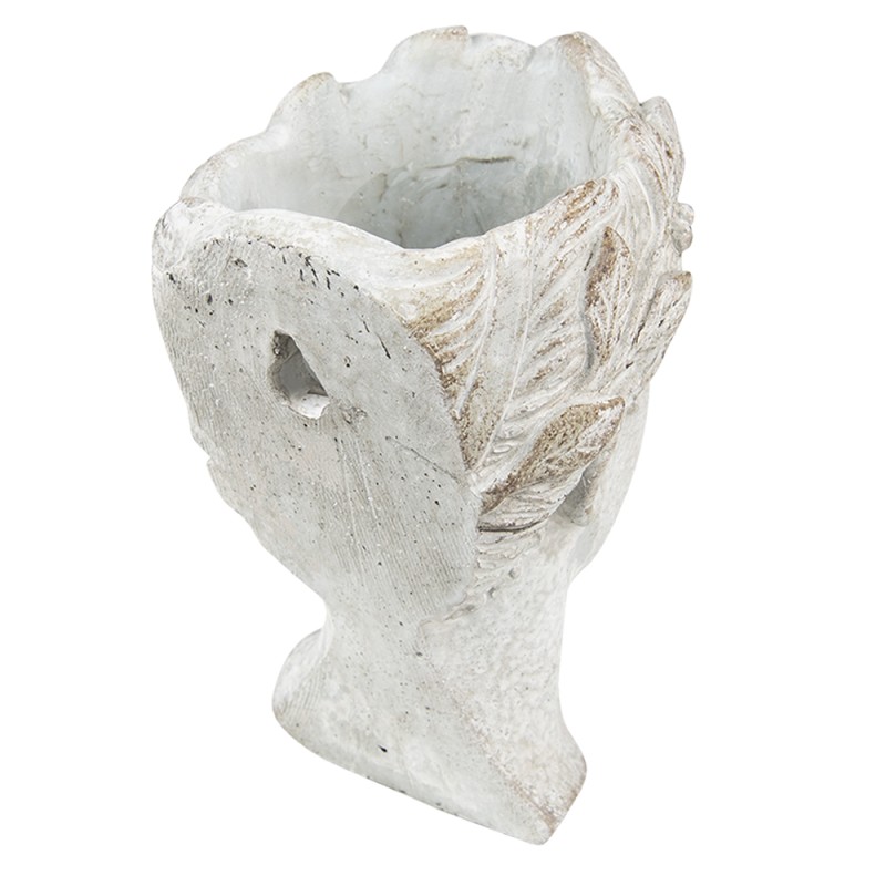 Clayre & Eef Blumentopf Kopf 11x17 cm Grau Stein