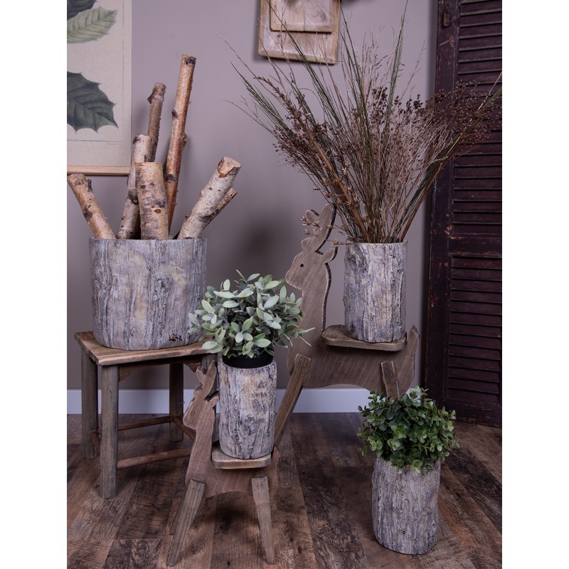 Clayre & Eef Bloempot  29x29x26 cm Bruin Grijs Steen
