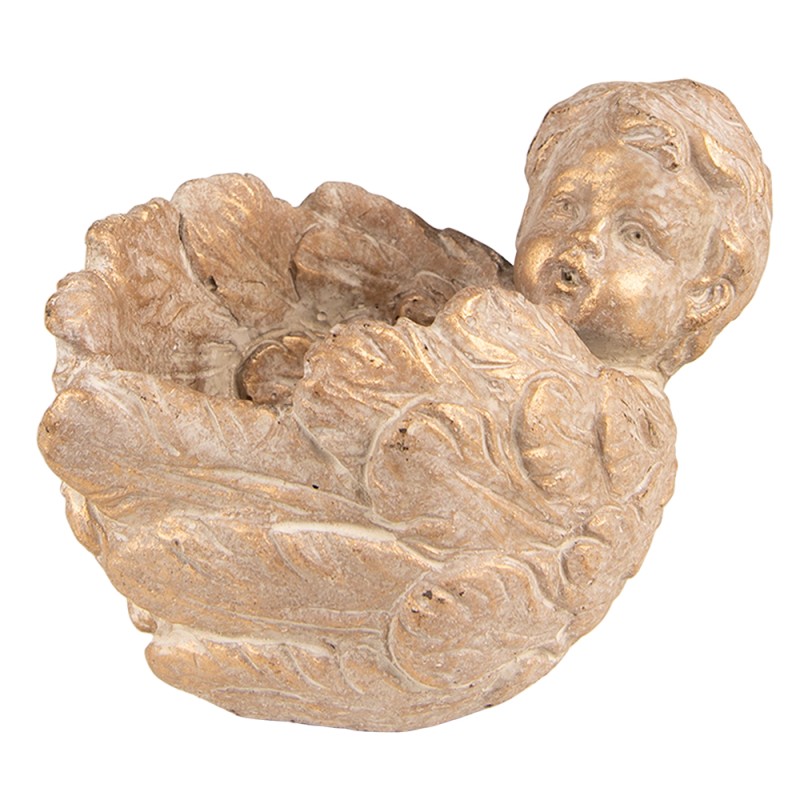 Clayre & Eef Fioriera Angelo 16x13x12 cm Marrone Pietra