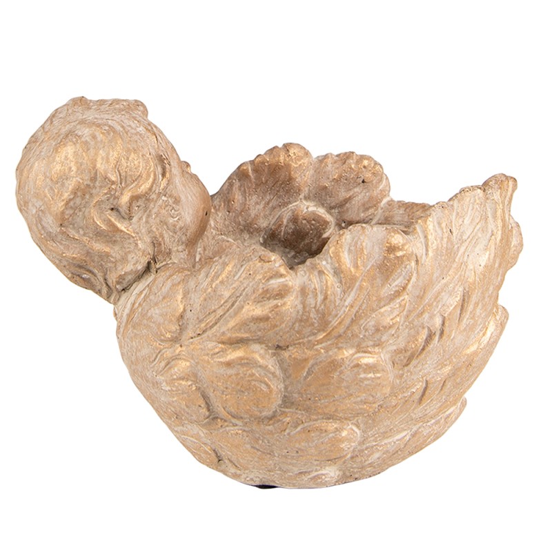 Clayre & Eef Fioriera Angelo 16x13x12 cm Marrone Pietra