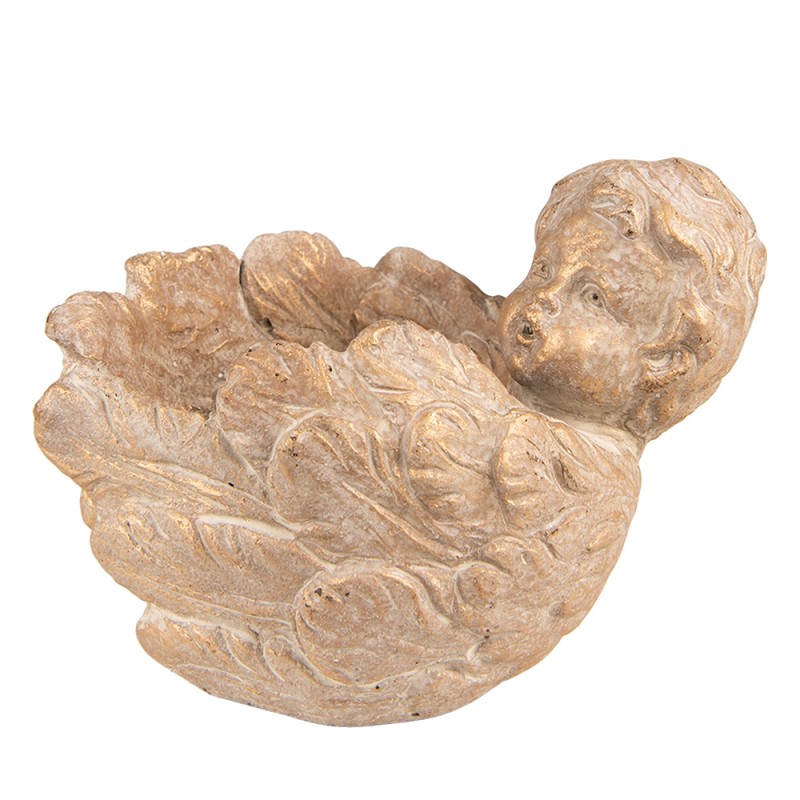 Clayre & Eef Fioriera Angelo 16x13x12 cm Marrone Pietra