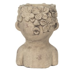 Clayre & Eef Fioriera Testa 17x16x25 cm Grigio Pietra Fiori