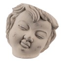 Clayre & Eef Bloempot Hoofd 23x26x22 cm Beige Grijs Steen
