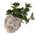 Clayre & Eef Bloempot Hoofd 23x26x22 cm Beige Grijs Steen