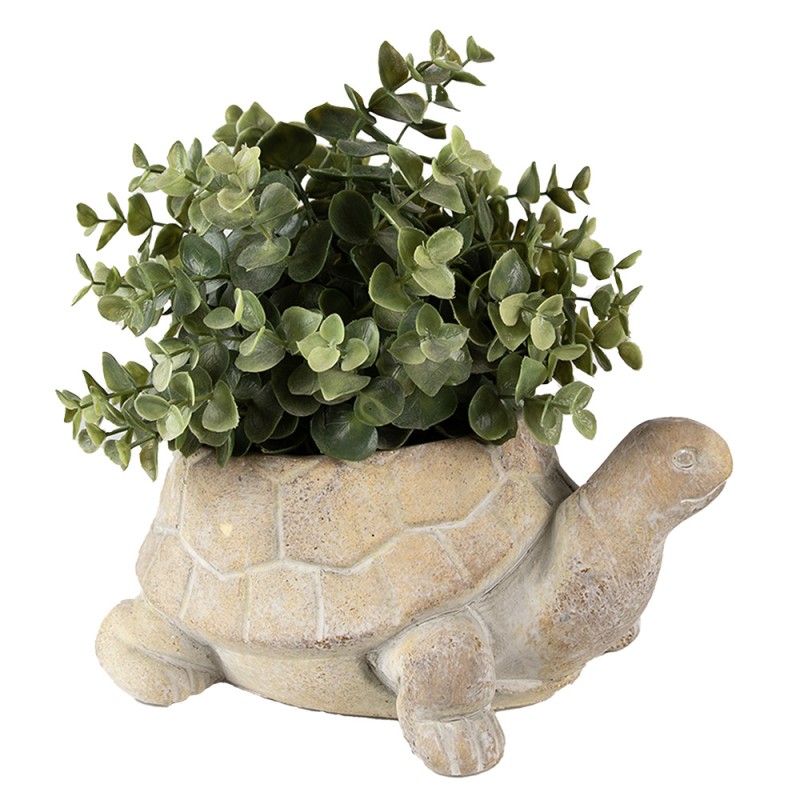 Clayre & Eef Fioriera Tartaruga 22x16x10 cm Beige Pietra