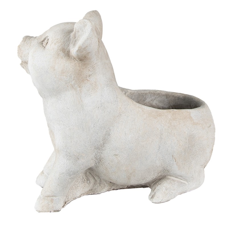 Clayre & Eef Planter Pig 24x13x20 cm Grey Stone