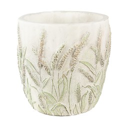 Clayre & Eef Pot de fleurs Ø 13x13 cm Beige Vert Pierre Tiges de blé