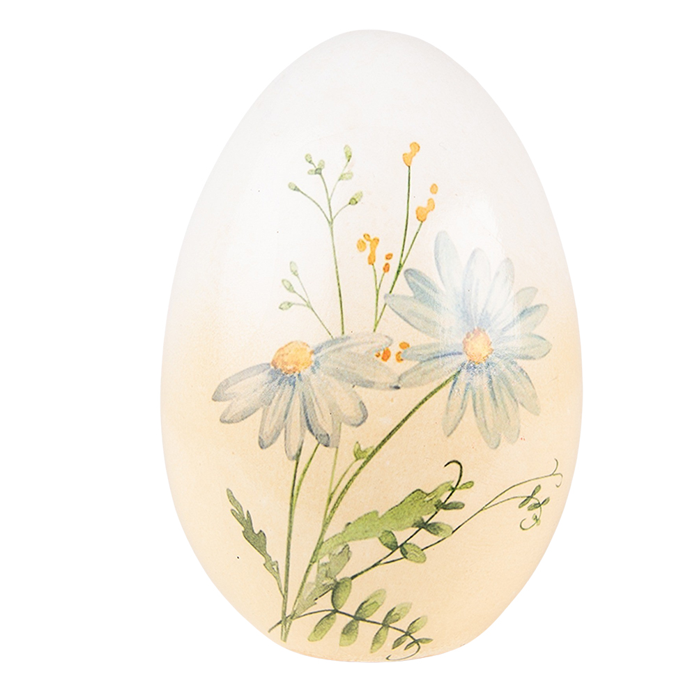Clayre&Eef Decoratie EiØ 11x17 cm Geel Blauw Terracotta Bloem afbeelding