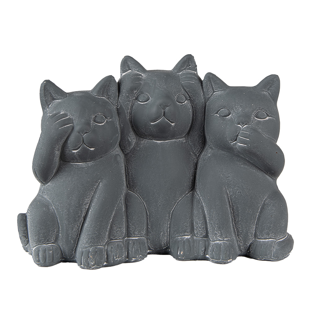 Clayre&Eef Beeld Kat 22x10x16 cm Grijs Steen afbeelding