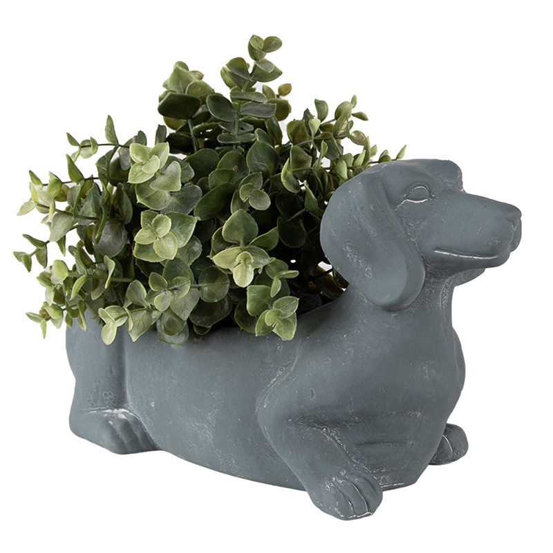 Clayre & Eef Bloempot Binnen Hond 30x12x16 cm Grijs Steen