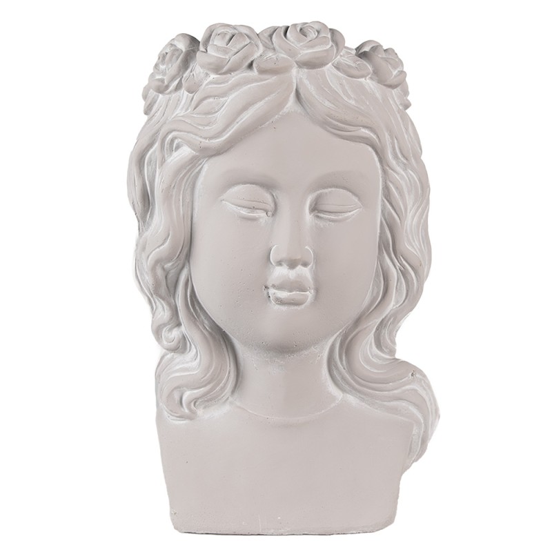 Clayre & Eef Pot de fleurs Tête 20x17x30 cm Gris Pierre