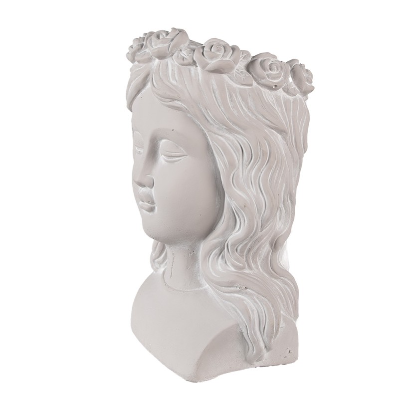 Clayre & Eef Pot de fleurs Tête 20x17x30 cm Gris Pierre