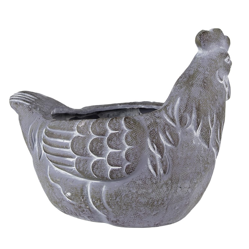 Clayre & Eef Pot de fleurs Poulet 29x17x23 cm Gris Pierre