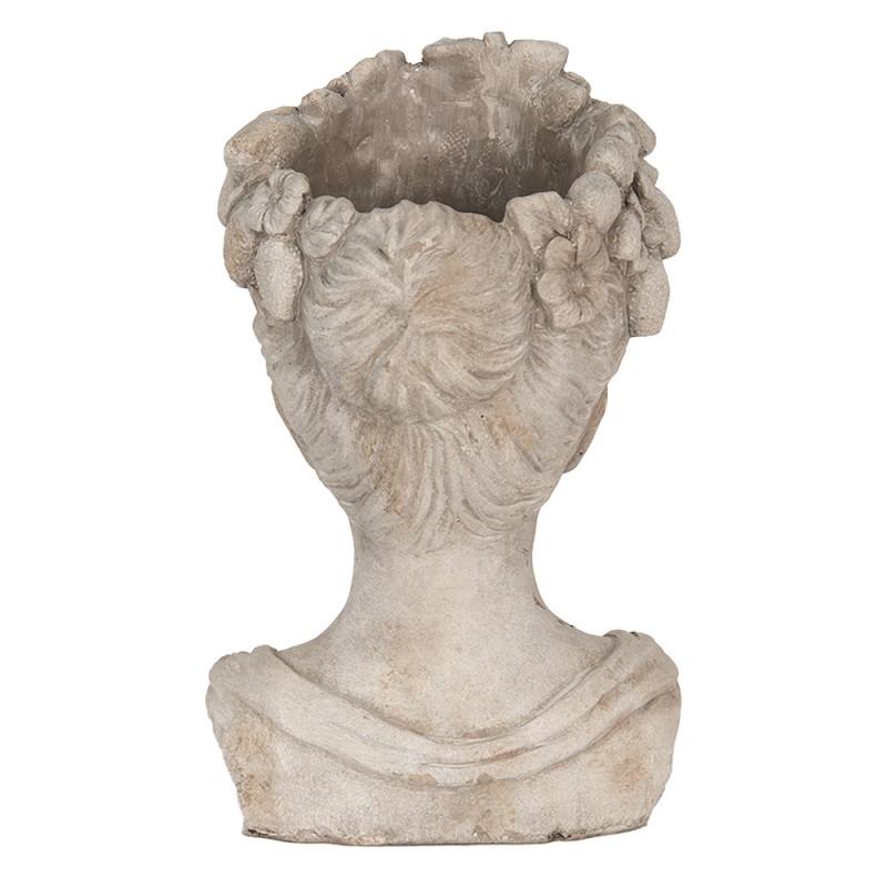 Clayre & Eef Pot de fleurs d'intérieur Tête 22x21x35 cm Gris Pierre