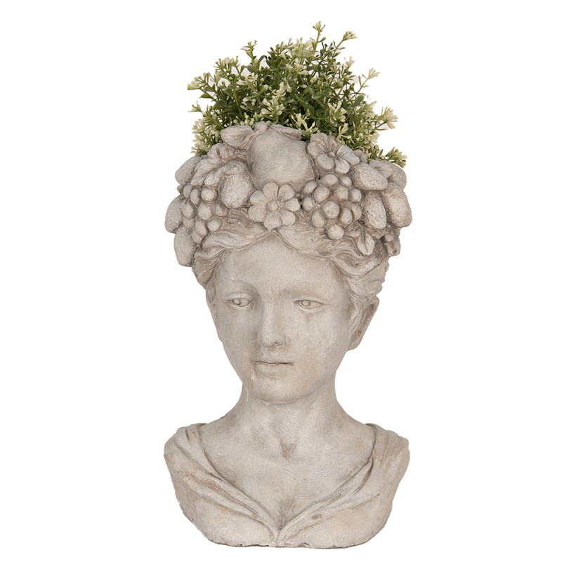Clayre & Eef Pot de fleurs d'intérieur Tête 22x21x35 cm Gris Pierre