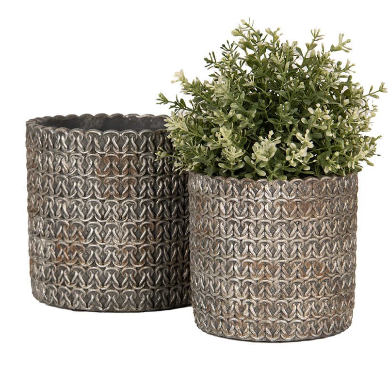 Clayre & Eef Innenblumentopf Ø 18x17 cm Grau Stein