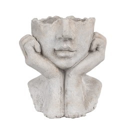 Clayre & Eef Pot de fleurs d'intérieur Femme 17x14x18 cm Gris Pierre