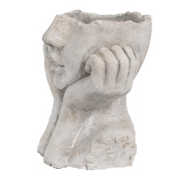 Clayre & Eef Pot de fleurs d'intérieur Femme 17x14x18 cm Gris Pierre