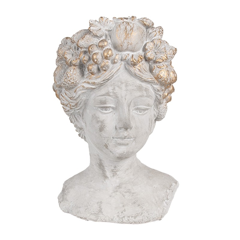 Clayre & Eef Indoor Planter Woman 14x14x22 cm Grey Stone