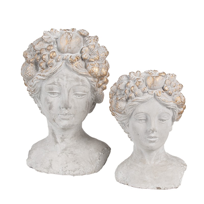 Clayre & Eef Indoor Planter Woman 14x14x22 cm Grey Stone