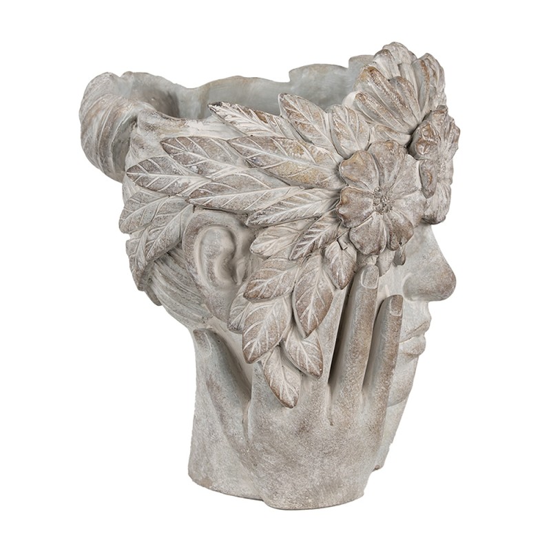 Clayre & Eef Pot de fleurs d'intérieur Femme 27x22x31 cm Gris Pierre
