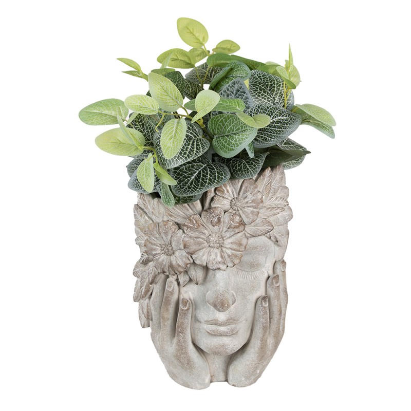 Clayre & Eef Pot de fleurs d'intérieur Femme 27x22x31 cm Gris Pierre