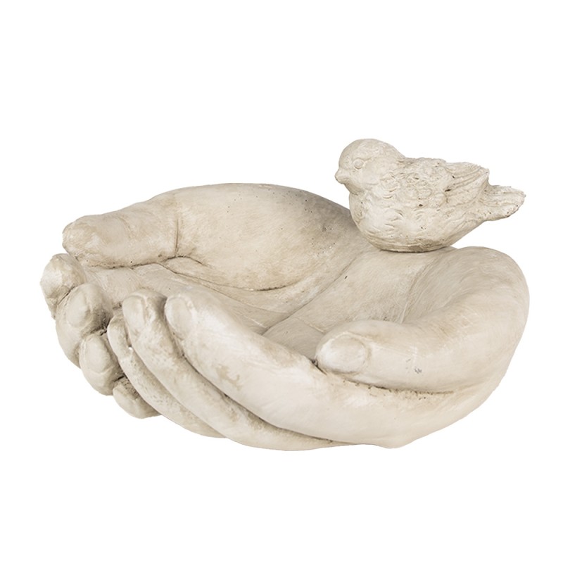 Clayre & Eef Vaschetta per l'alimentazione degli uccelli Mani 23x21x9 cm Beige Pietra