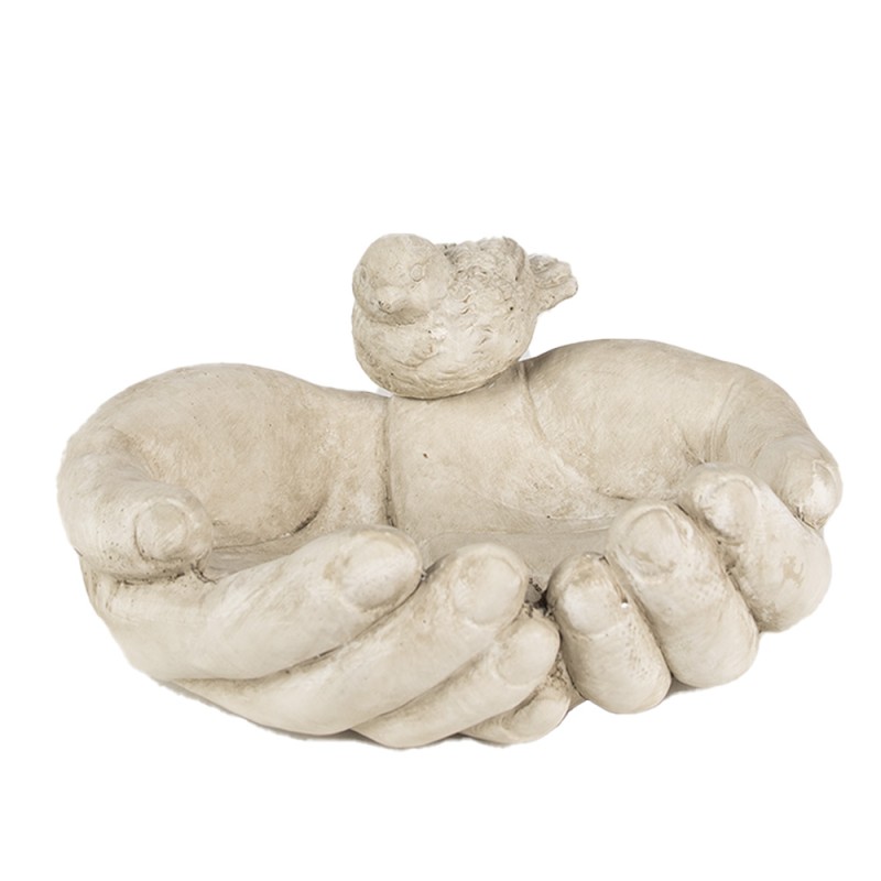 Clayre & Eef Vaschetta per l'alimentazione degli uccelli Mani 23x21x9 cm Beige Pietra