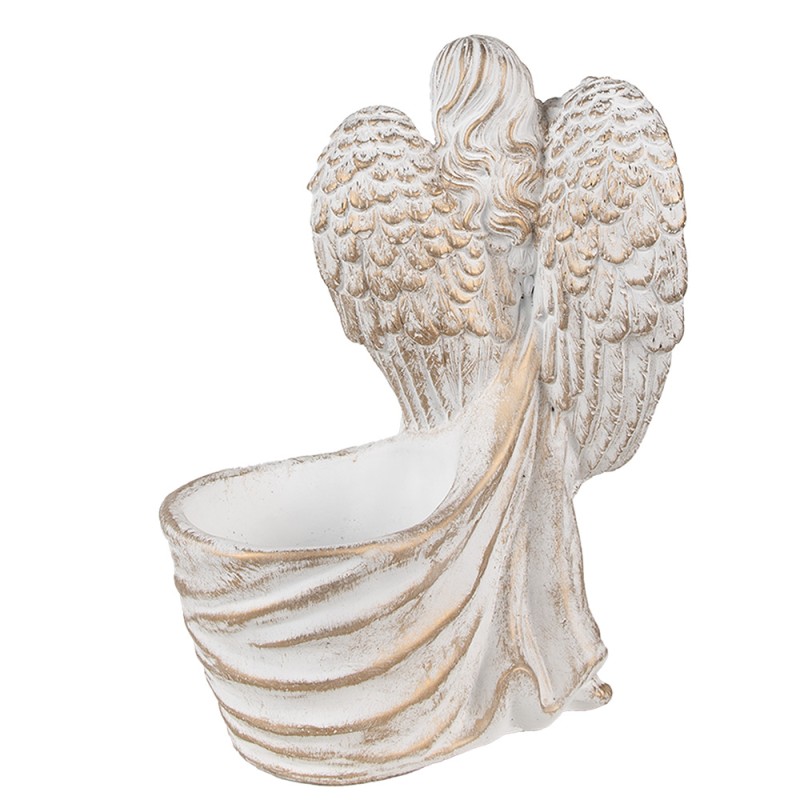 Clayre & Eef Bloempot Engel 22x13x30 cm Wit Steen