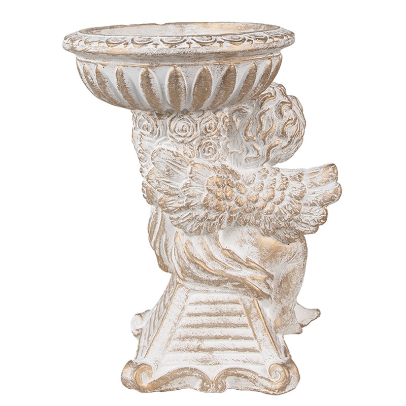 Clayre & Eef Blumentopf Engel 18x15x23 cm Weiß Stein