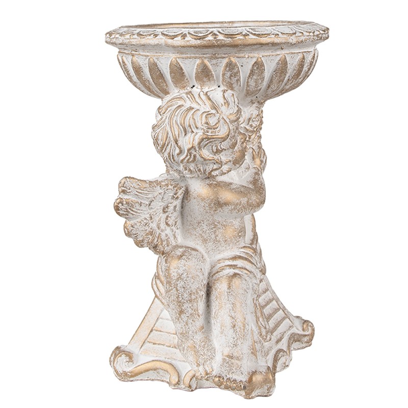 Clayre & Eef Blumentopf Engel 18x15x23 cm Weiß Stein